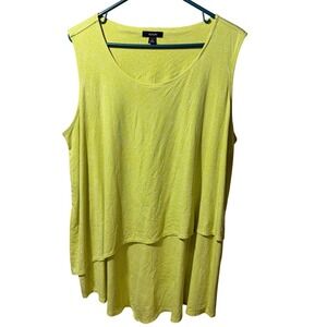 Alfani Women Tank Top Lime White Polka Dot Layered Burnout Plus Size 1X Beach